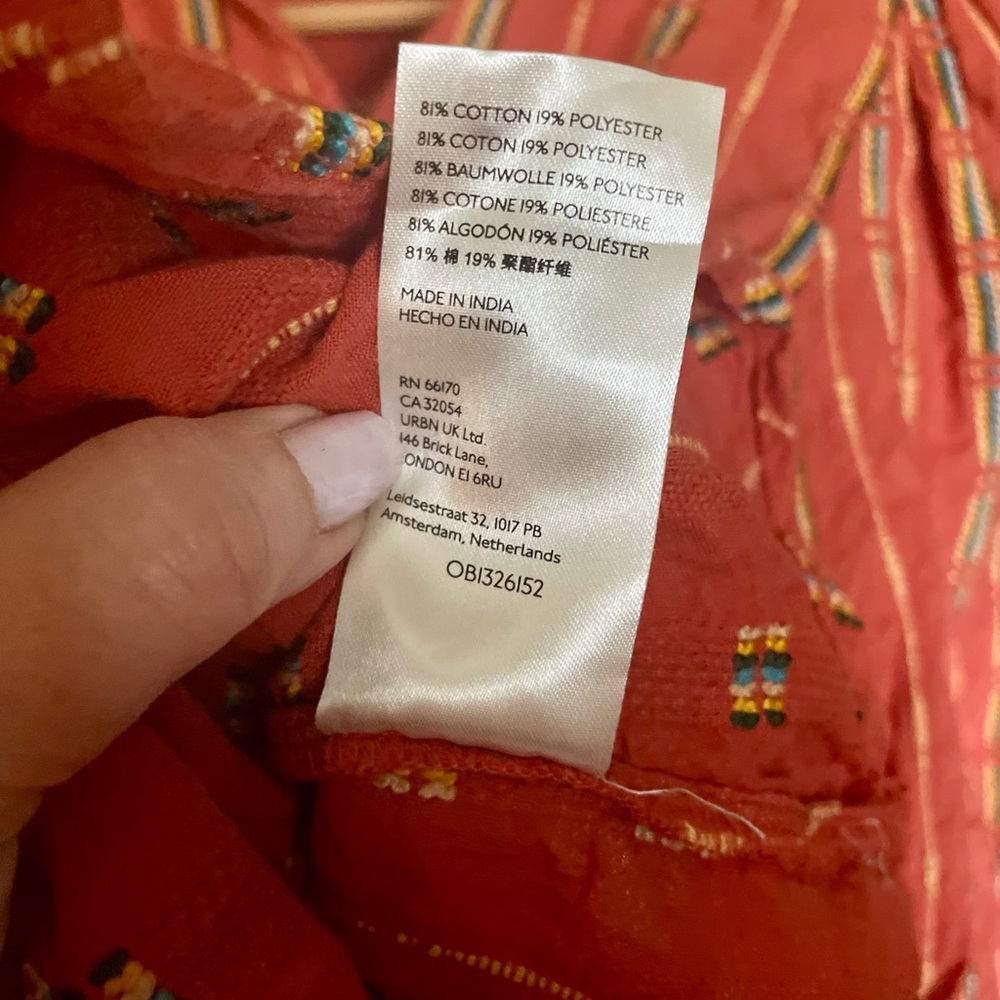 Anthropologie | Pilcro Bella Femme Orange Striped Embroidered Button Down Shirt - Picture 12 of 14